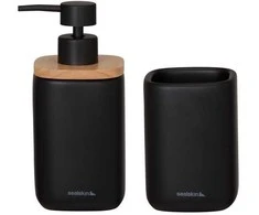 Pastatomas skysto muilo dozatorius 200 ml ir dantų šepetėlių laikiklis Sealskin Mind, juodas
