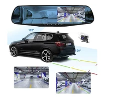 Automobilio veidrodėlis su ekranu, vaizdo registratorius su priekine ir galine kamera Full HD Happy people K-01