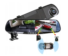 Automobilio veidrodėlis su ekranu, vaizdo registratorius su priekine ir galine kamera Full HD Happy people K-01