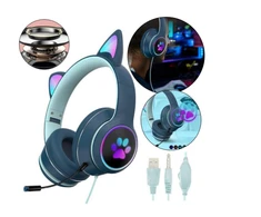 Bluetooth Ausinės Cat Ears LED šviečiančios ausitės Happy people Q-02