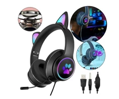 Bluetooth Ausinės Cat Ears LED šviečiančios ausitės Happy people Q-03