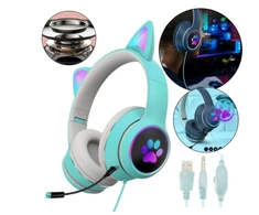 Bluetooth Ausinės Cat Ears LED šviečiančios ausitės Happy people Q-01
