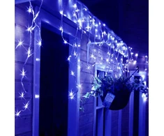Happy People 100 LED 4 metrai lempučių lauko girlianda varvekliai su baltu laidu, mėlynos spalvos flash KK-9