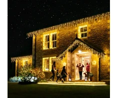 Happy People 200 LED 8 Metrai lempučių lauko girlianda Varvekliai su baltu laidu, Šiltai baltos spalvos Flash K-12
