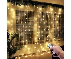 Happy people DU-20 šilta baltos spalvos užuolaidos girlianda su nuotolinio valdymo pultu, 300 LED, 3 x 3 m