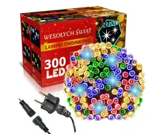 Happy People Lauko Kalėdinė girlianda 300 Led, 21 metrai Įvairių spalvų Flash K-20