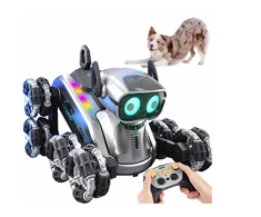 Interaktyvus šuo robotas, valdomas nuotolinio valdymo pultu ir rankų gestais, Happy people