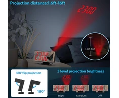 Modernus LED veidrodinis laikrodis su projekcija Happy people M-73