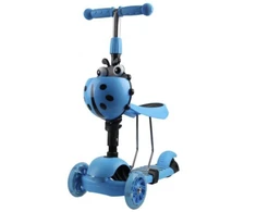 Triratis balansinis paspirtukas boružėlė su stūmimo rankena Scooter 3in1, mėlynas