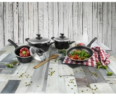 Riposo 7 dalių puodų ir keptuvių rinkinys Fit, juodas