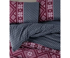 Riposo FLANELĖS patalynės komplektas NORDIC BORDEAUX 200x200 cm