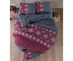 Riposo FLANELĖS patalynės komplektas NORDIC BORDEAUX 200x200 cm