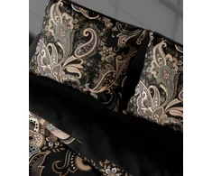 Riposo Premium Digital satino medvilnės patalynės komplektas PAISLEY Juodas 200x200 cm