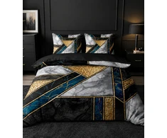 Riposo Premium Digital satino medvilnės patalynės komplektas MARBLE ART Mėlynas 200x220 cm