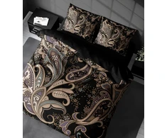 Riposo Premium Digital satino medvilnės patalynės komplektas PAISLEY Juodas 200x200 cm