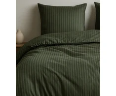 Riposo PREMIUM Satino medvilnės patalynės komplektas STRIPE DARK Žalias 140x200 cm
