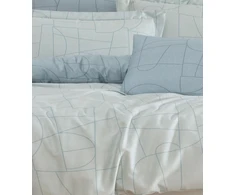 Riposo Premium satino medvilnės patalynės komplektas NORDIC Mėlynas 140x200 cm