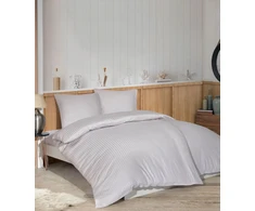 Riposo PREMIUM Satino medvilnės patalynės komplektas STRIPE Pilkas