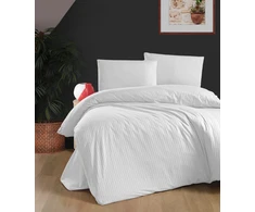 Riposo PREMIUM Satino medvilnės patalynės komplektas STRIPE Baltas 200x220 cm