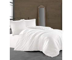 Riposo PREMIUM Satino medvilnės patalynės komplektas Baltas 140x200 cm