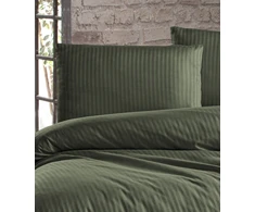 Riposo Premium satino pagalvės užvalkalas Stripe Dark Žalias 40x60 cm