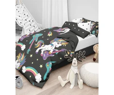 Riposo RENFORCE Digital medvilnės vaikiškas patalynės komplektas ROCK UNICORN 140x200 cm