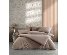 Riposo STONE WASHED medvilnės patalynės komplektas BEIGE 200x200 cm