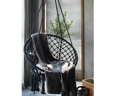 Bluegarden Pakabinamas boho fotelis su pagalvėle juodas 490129A