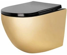 Klozetas pakabinamas Rea Carlo Mini Flat Gold/Juodas