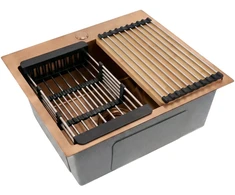 Plieninė Plautuvė Su 3 Dalių Priedų Rinkiniu Rea Leo 50 Copper Smėlio spalvos priedai