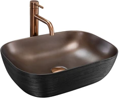 Rea Belinda COPPER BRUSH / Juodas praustuvas ant stalo