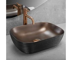 Rea Belinda COPPER BRUSH / Juodas praustuvas ant stalo