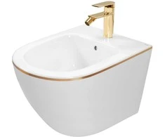 "Rea Carlo Mini Baltas Gold Edge" pakabinamas bidė