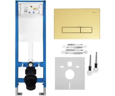 rea Potinkinis WC Rėmo Komplektas Slim 024N su HD Gold Mygtuku