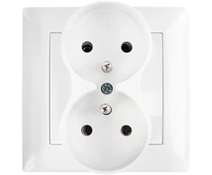 Toolight Dvigubas Lizdas Su Įžeminimu Ir Rėmeliu Oste Jnh002-g Baltas