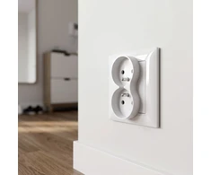 Toolight Dvigubas Lizdas Su Įžeminimu Ir Rėmeliu Oste Jnh002-g Baltas