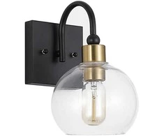 Sieninis šviestuvas Toolight Lampa kinkiet juodas auksinis APP1580-1W