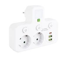 Toolight Maitinimo Lizdų Blokas 2 Lizdai + 2x Usb-a + Usb-c Jnh017 Baltas