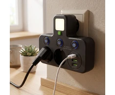 Toolight Maitinimo Lizdų Blokas 2 Lizdai + 2x Usb-a + Usb-c Jnh017 Juodas