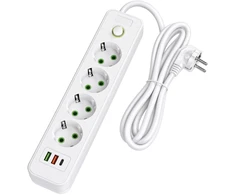 Toolight Prailgintuvas Maitinimo Blokas 4 Lizdai + 2x Usb-a + Usb-c Jnh021-4a Baltas
