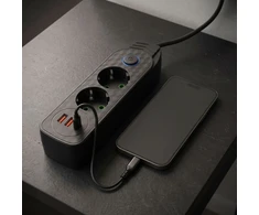 Toolight Prailgintuvas Maitinimo Blokas 2 Lizdai + 2x Usb-a + Usb-c Jnh023-2b Juodas