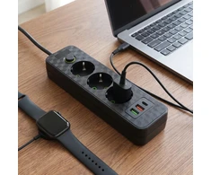 Toolight Prailgintuvas Maitinimo Blokas 3 Lizdai + 2x Usb-a + Usb-c Jnh020-3a Juodas