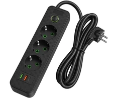 Toolight Prailgintuvas Maitinimo Blokas 3 Lizdai + 2x Usb-a + Usb-c Jnh020-3a Juodas