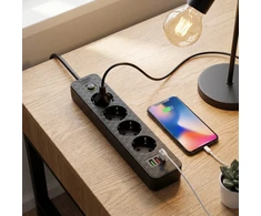 Toolight Prailgintuvas Maitinimo Blokas 4 Lizdai + 2x Usb-a + Usb-c Jnh021-4a Juodas