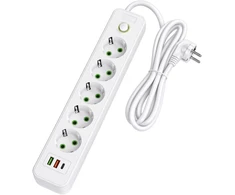 Toolight Prailgintuvas Maitinimo Blokas 5 Lizdai + 2x Usb-a + Usb-c Jnh022-5a Baltas
