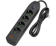 Toolight Prailgintuvas Maitinimo Blokas 4 Lizdai + 2x Usb-a + Usb-c Jnh025-4b Juodas
