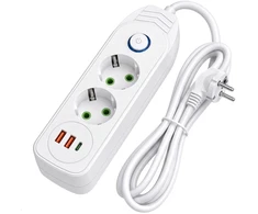 Toolight Prailgintuvas Maitinimo Blokas 2 Lizdai + 2x Usb-a + Usb-c Jnh024-3b Baltas