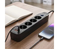 Toolight Prailgintuvas Maitinimo Blokas 4 Lizdai + 2x Usb-a + Usb-c Jnh025-4b Juodas