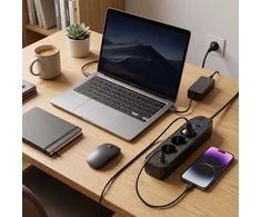 Toolight Prailgintuvas Maitinimo Blokas 3 Lizdai + 2x Usb-a + Usb-c Jnh024-3b Juodas