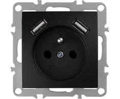 Toolight Viengubas Lizdas Su Įžeminimu + 2x Usb-a Oste Jnh003-g Juodas